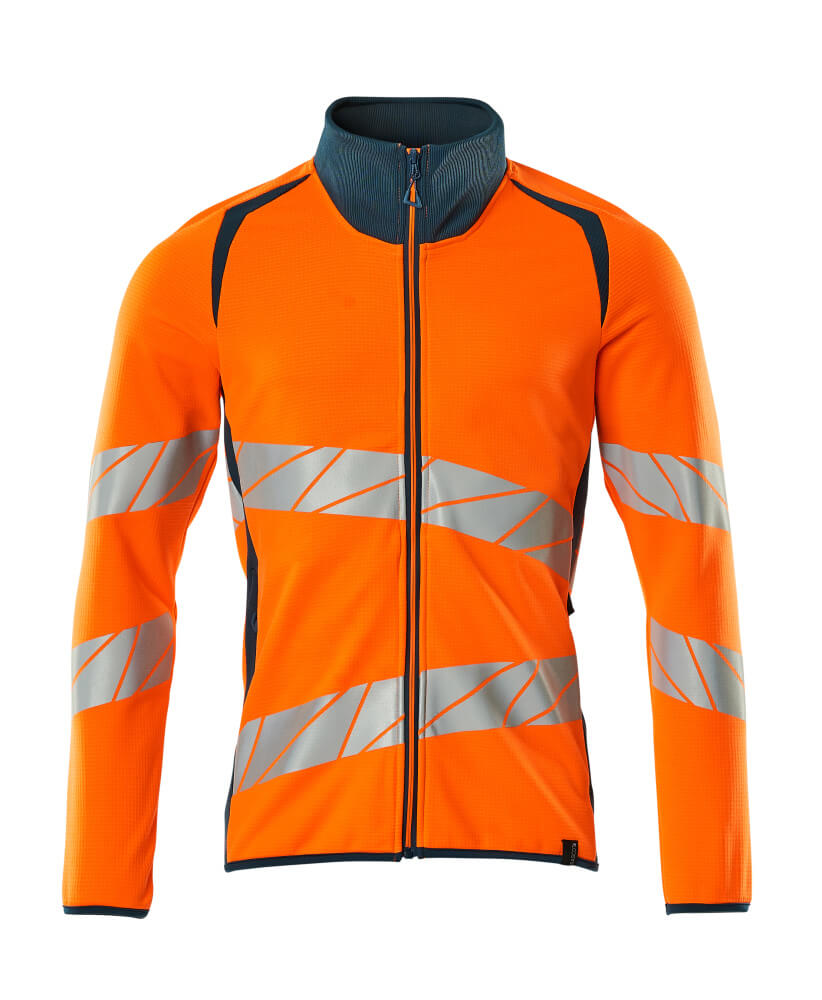 MASCOT® ACCELERATE SAFE 19184-781 – Sudadera con cremallera - naranja de alta vis./petróleo oscuro