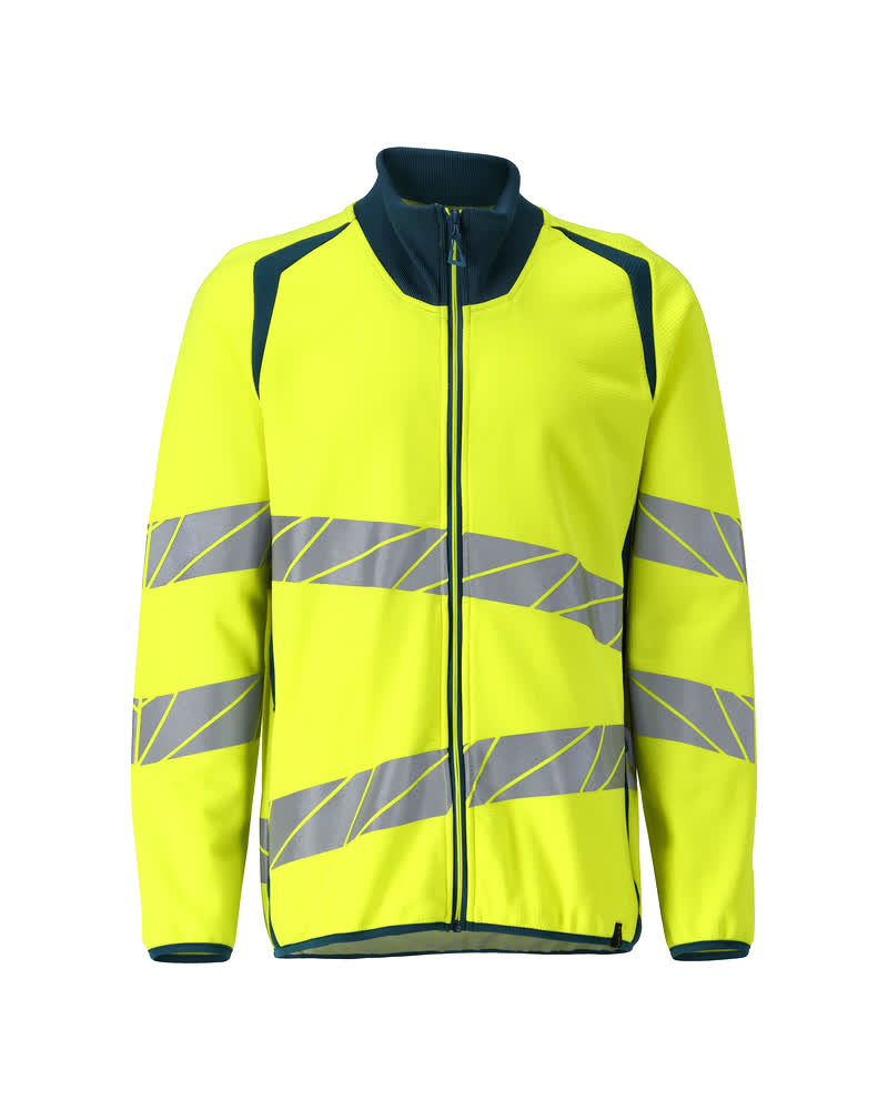 MASCOT® ACCELERATE SAFE 19184-781 – Sudadera con cremallera - amarillo de alta vis./petróleo oscuro