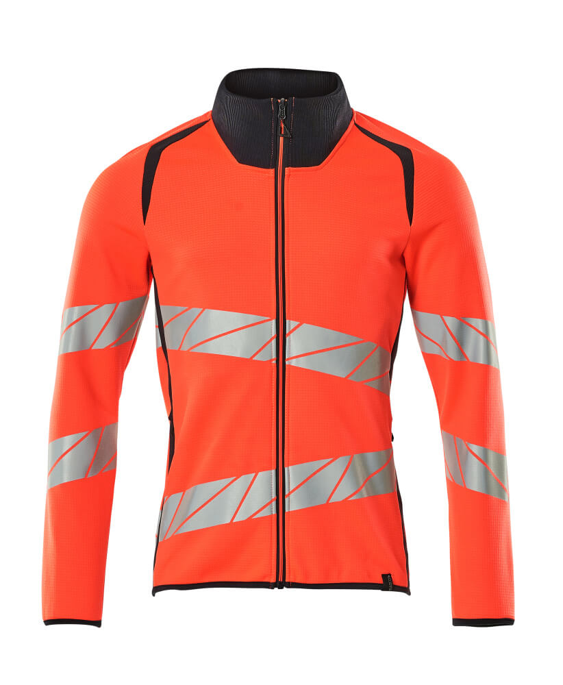 MASCOT® ACCELERATE SAFE 19184-781 – Sudadera con cremallera - rojo de alta vis./azul marino oscuro