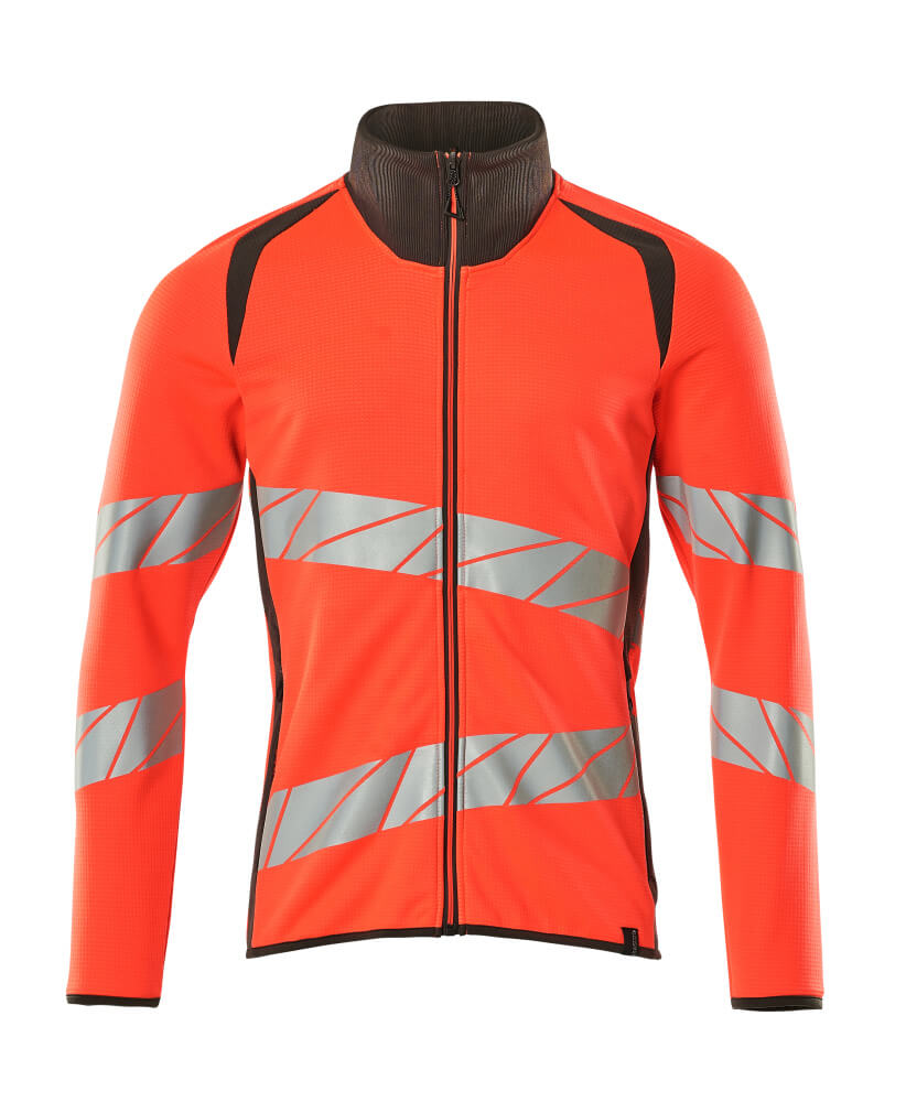 MASCOT® ACCELERATE SAFE 19184-781 – Sudadera con cremallera - rojo de alta vis./antracita oscuro