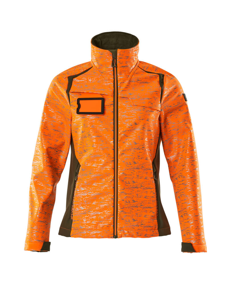 MASCOT® ACCELERATE SAFE 19212-291 – Chaqueta Softshell - naranja de alta vis./verde musgo