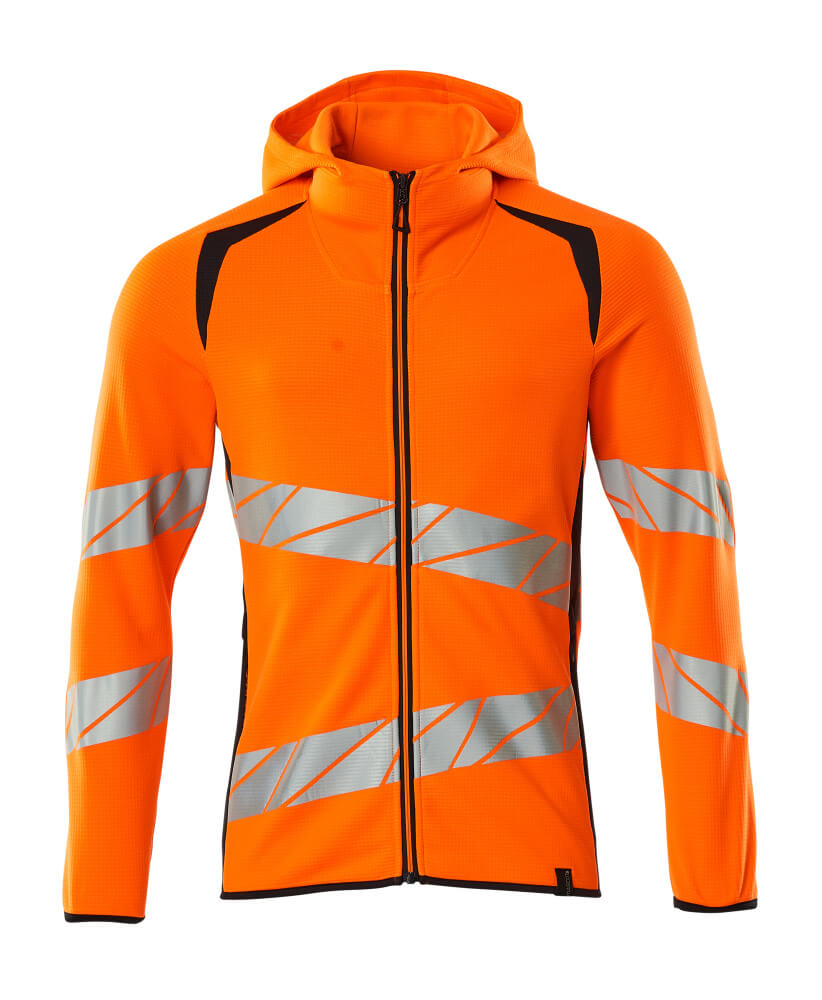 MASCOT® ACCELERATE SAFE 19284-781 – Sudadera con capucha con cremallera - naranja de alta vis./azul marino oscuro