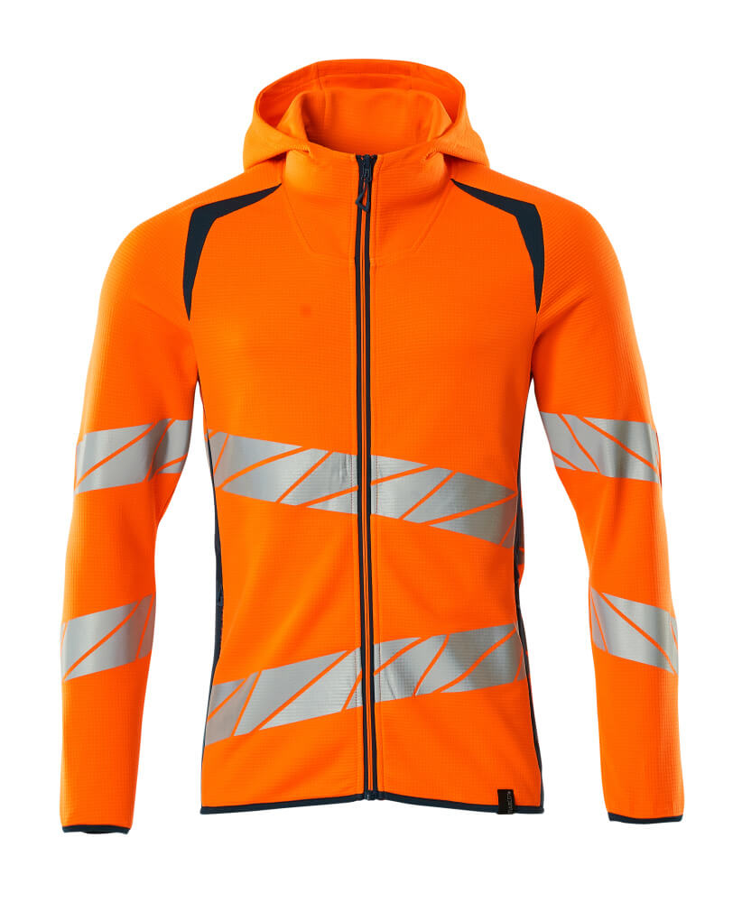 MASCOT® ACCELERATE SAFE 19284-781 – Sudadera con capucha con cremallera - naranja de alta vis./petróleo oscuro