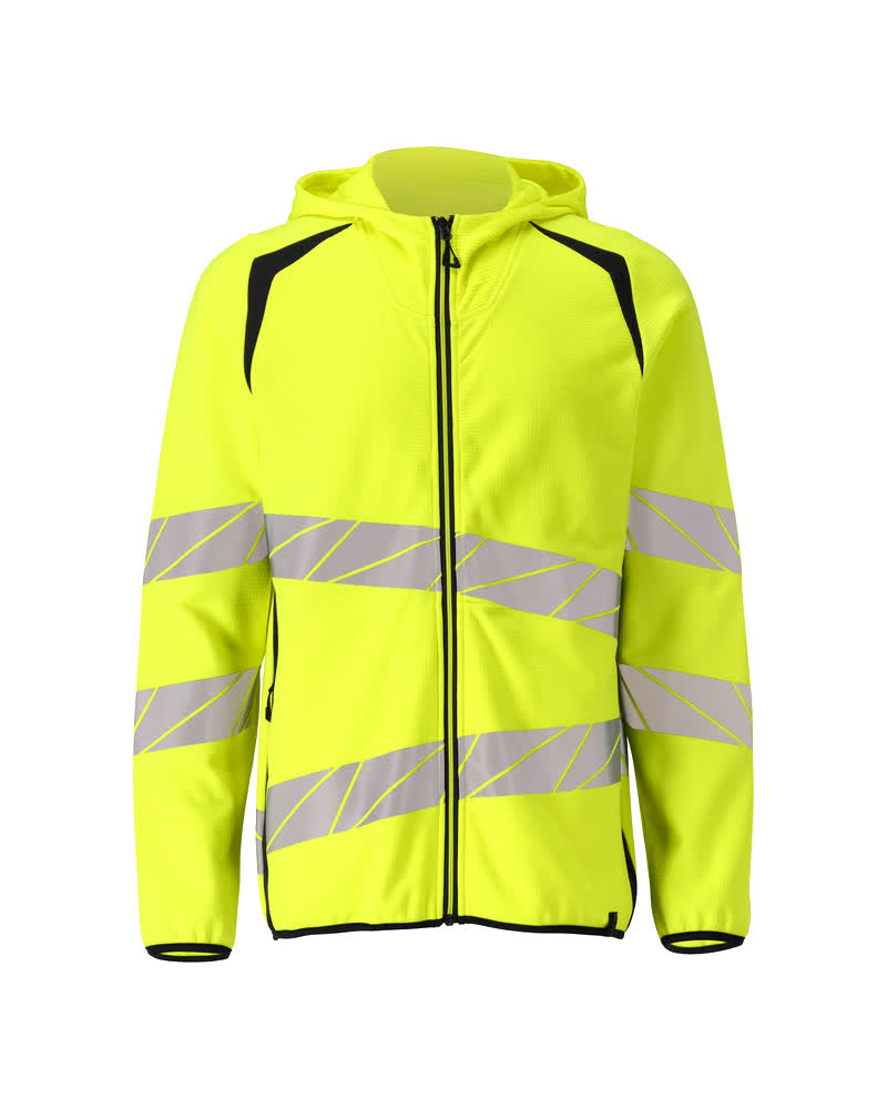MASCOT® ACCELERATE SAFE 19284-781 – Sudadera con capucha con cremallera - amarillo de alta vis./azul marino oscuro