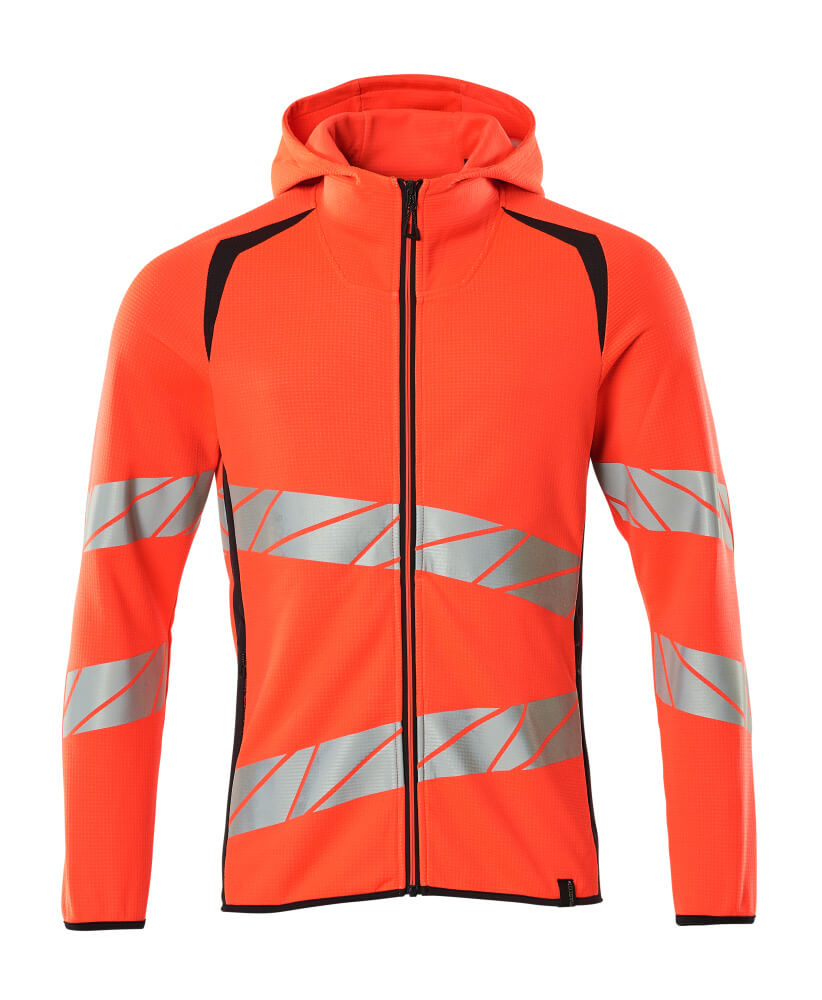 MASCOT® ACCELERATE SAFE 19284-781 – Sudadera con capucha con cremallera - rojo de alta vis./azul marino oscuro
