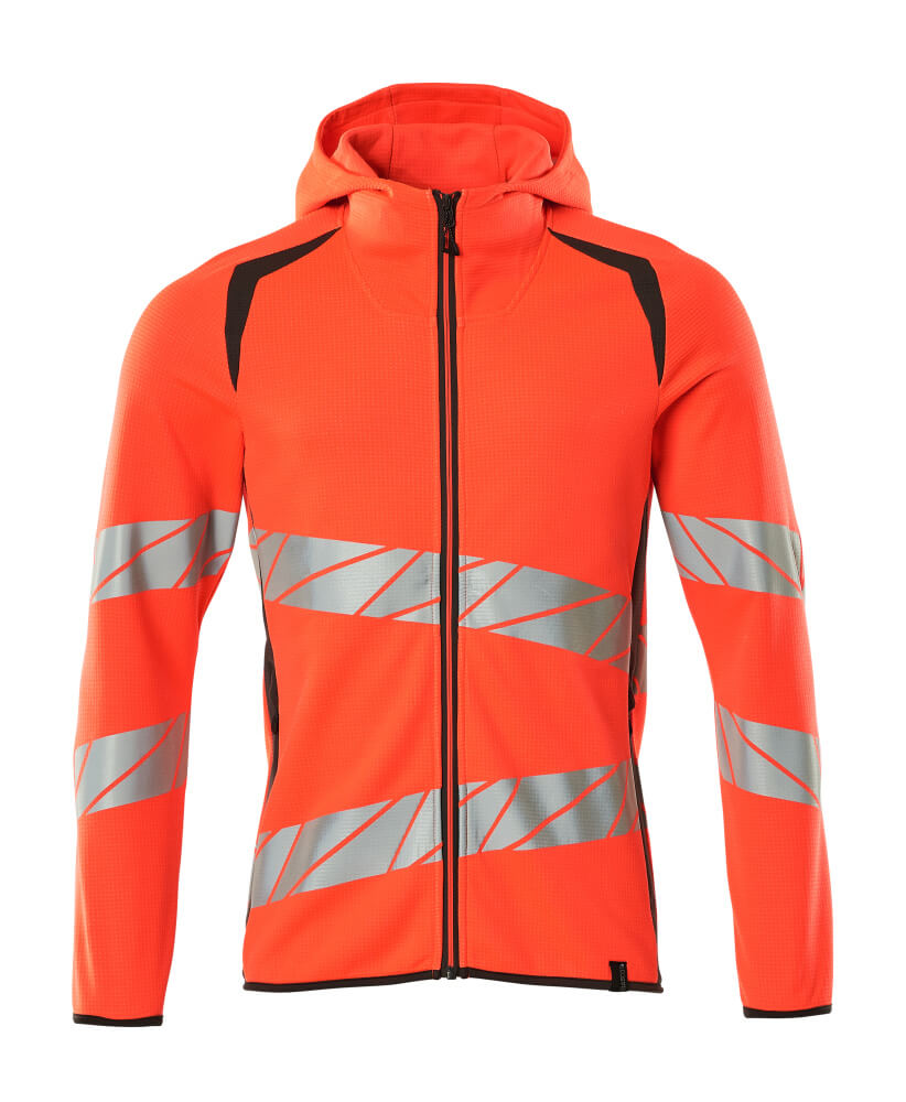 MASCOT® ACCELERATE SAFE 19284-781 – Sudadera con capucha con cremallera - rojo de alta vis./antracita oscuro