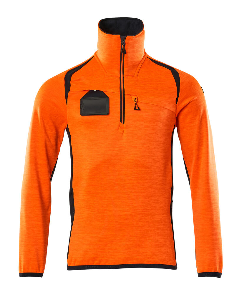 MASCOT® ACCELERATE SAFE 19303-316 – Jersey polar con media cremallera - naranja de alta vis./azul marino oscuro