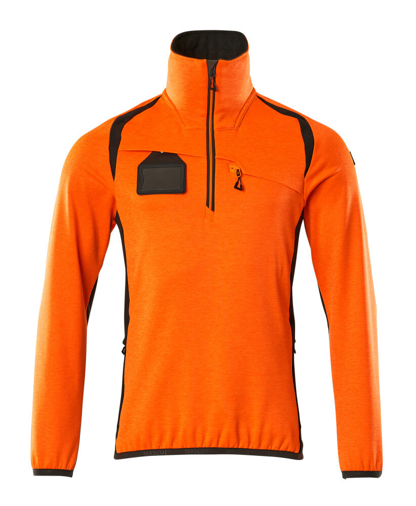 MASCOT® ACCELERATE SAFE 19303-316 – Jersey polar con media cremallera - naranja de alta vis./antracita oscuro