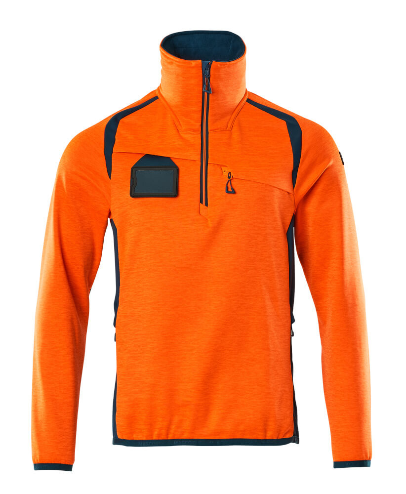 MASCOT® ACCELERATE SAFE 19303-316 – Jersey polar con media cremallera - naranja de alta vis./petróleo oscuro