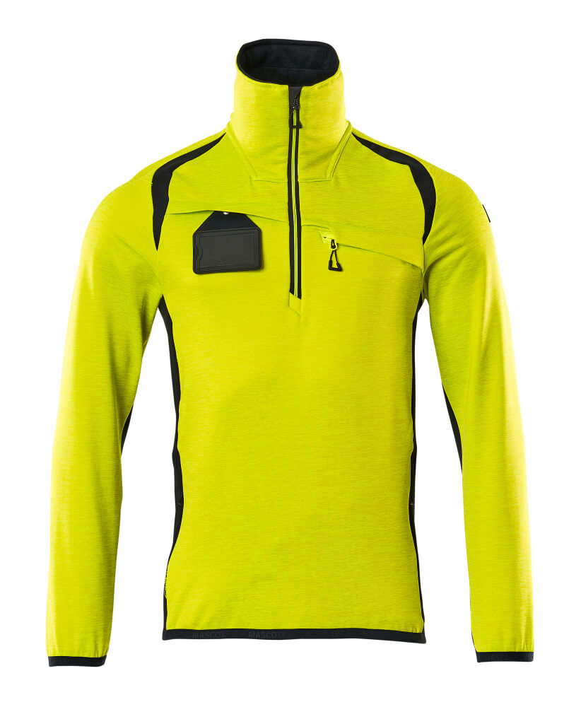 MASCOT® ACCELERATE SAFE 19303-316 – Jersey polar con media cremallera - amarillo de alta vis./azul marino oscuro