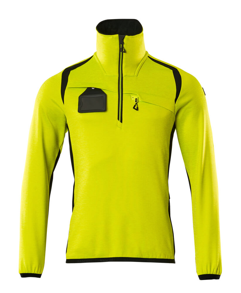 MASCOT® ACCELERATE SAFE 19303-316 – Jersey polar con media cremallera - amarillo de alta vis./negro