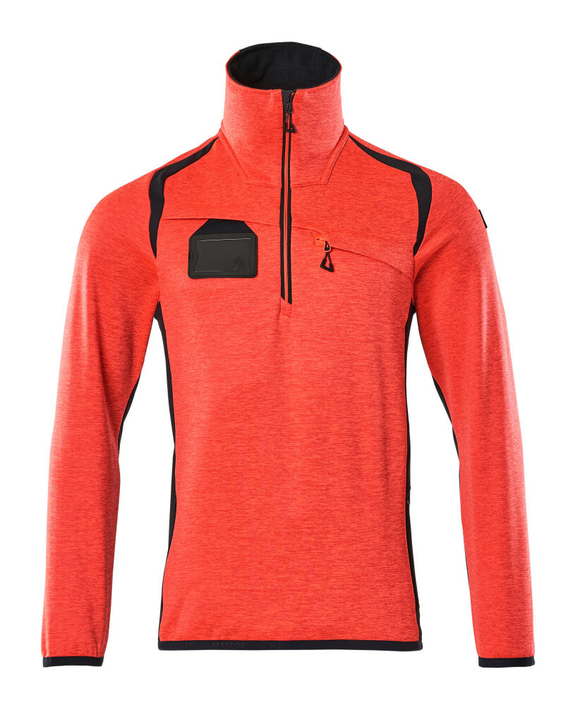 MASCOT® ACCELERATE SAFE 19303-316 – Jersey polar con media cremallera - rojo de alta vis./azul marino oscuro