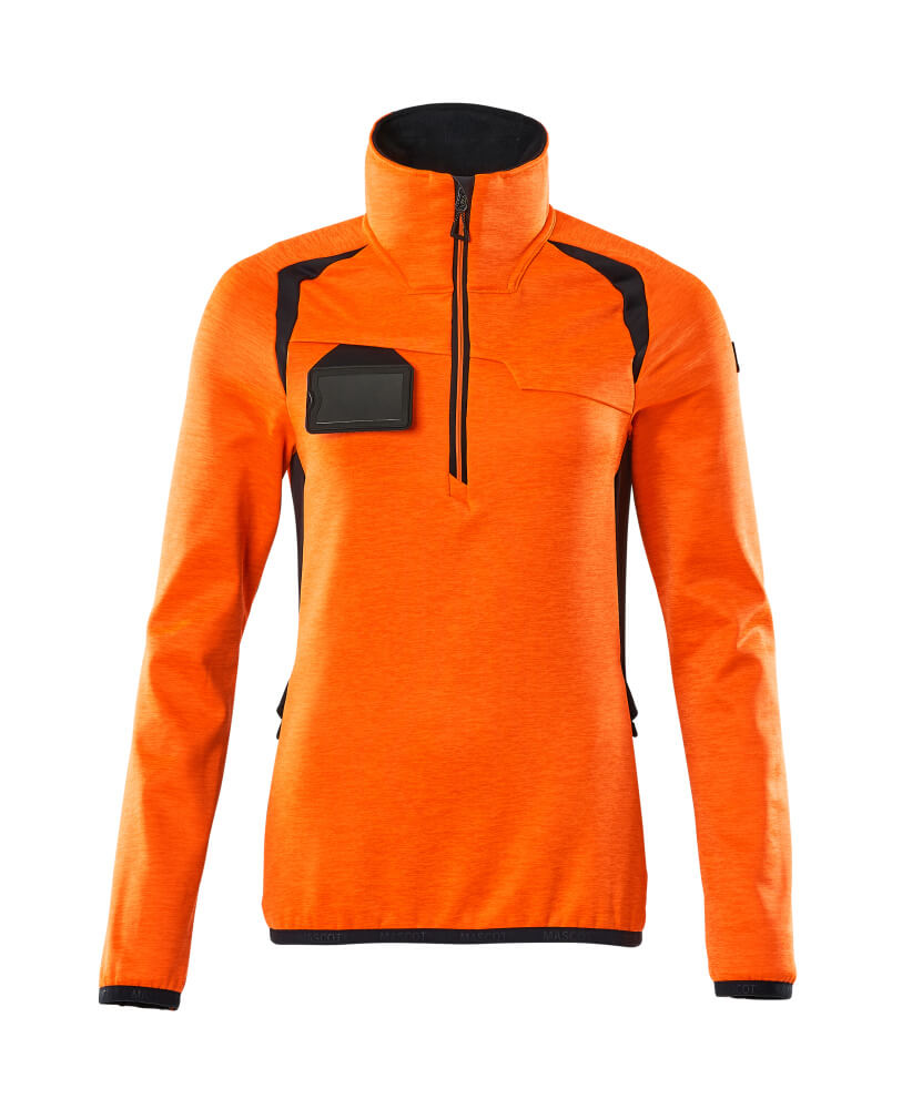 MASCOT® ACCELERATE SAFE 19353-316 – Jersey polar con media cremallera - naranja de alta vis./azul marino oscuro
