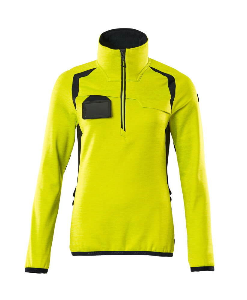 MASCOT® ACCELERATE SAFE 19353-316 – Jersey polar con media cremallera - amarillo de alta vis./azul marino oscuro