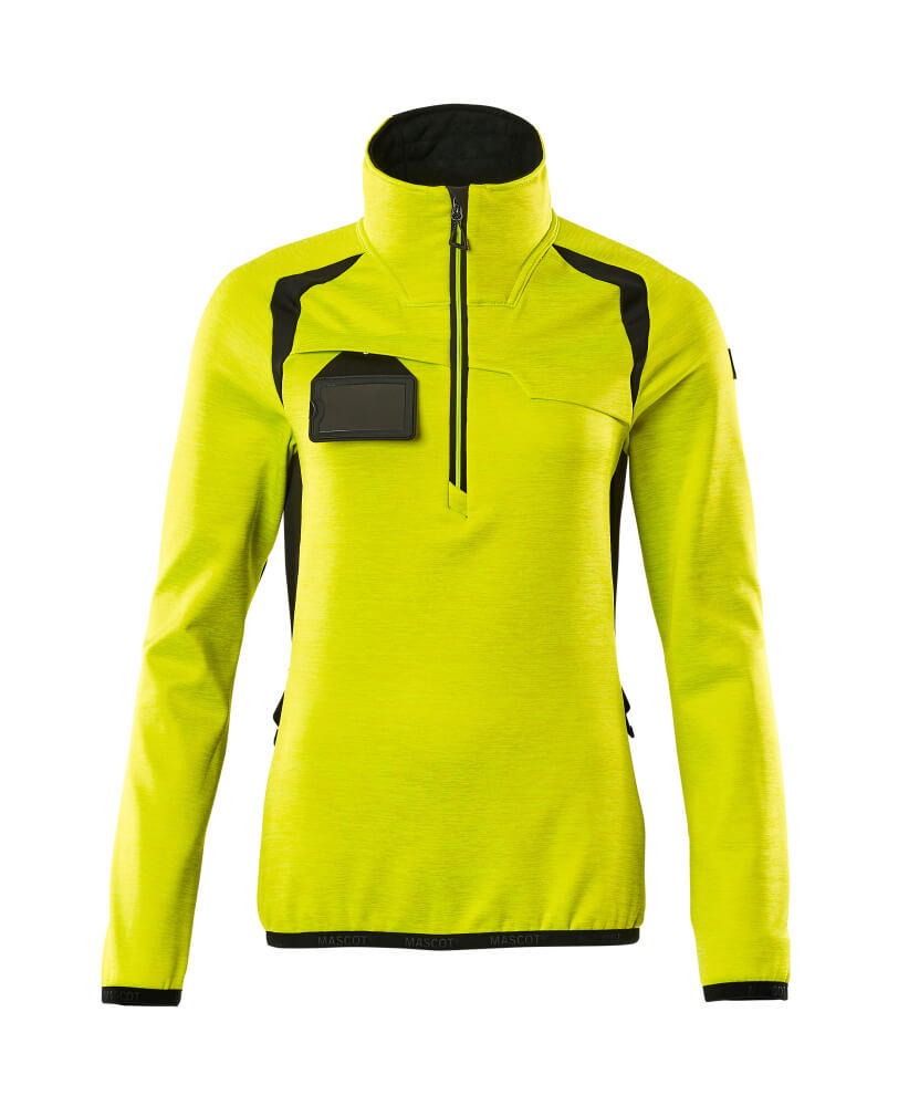 MASCOT® ACCELERATE SAFE 19353-316 – Jersey polar con media cremallera - amarillo de alta vis./negro