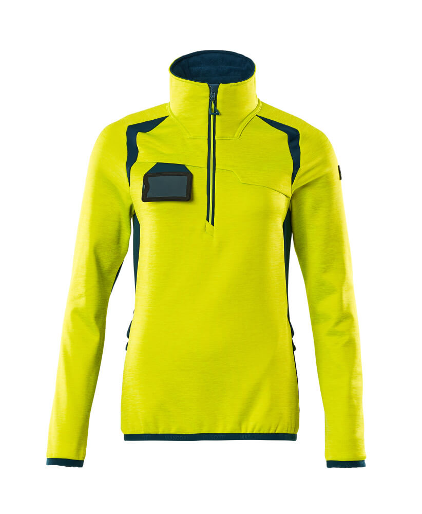 MASCOT® ACCELERATE SAFE 19353-316 – Jersey polar con media cremallera - amarillo de alta vis./petróleo oscuro