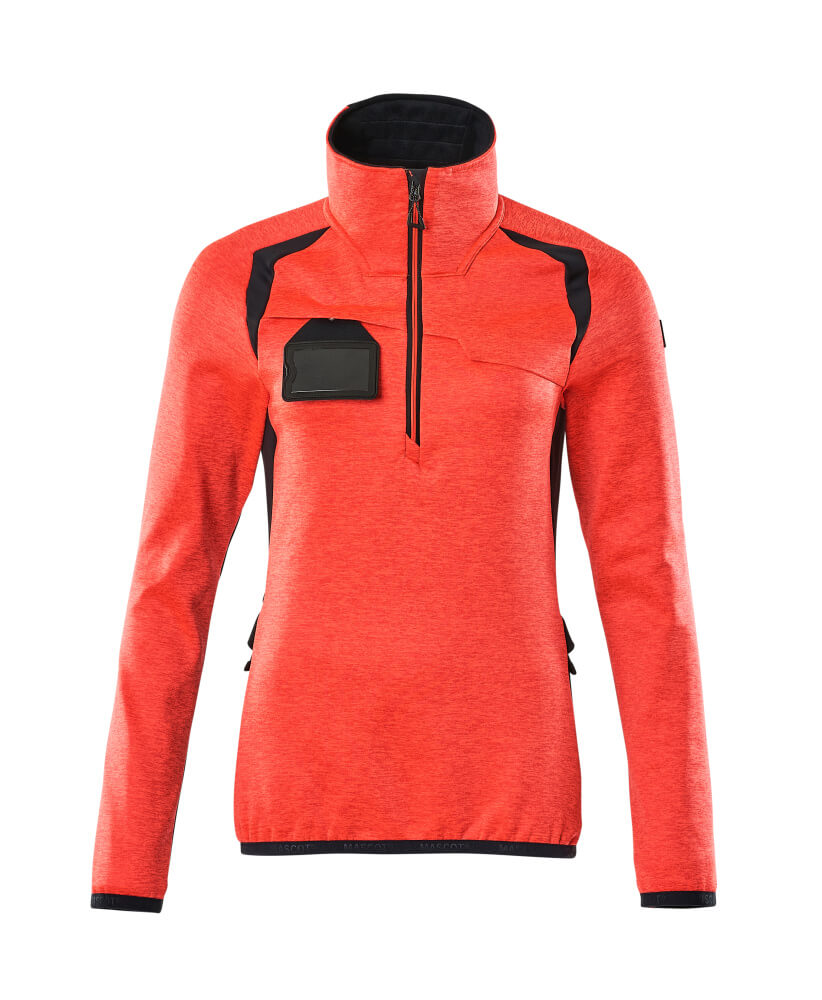 MASCOT® ACCELERATE SAFE 19353-316 – Jersey polar con media cremallera - rojo de alta vis./azul marino oscuro