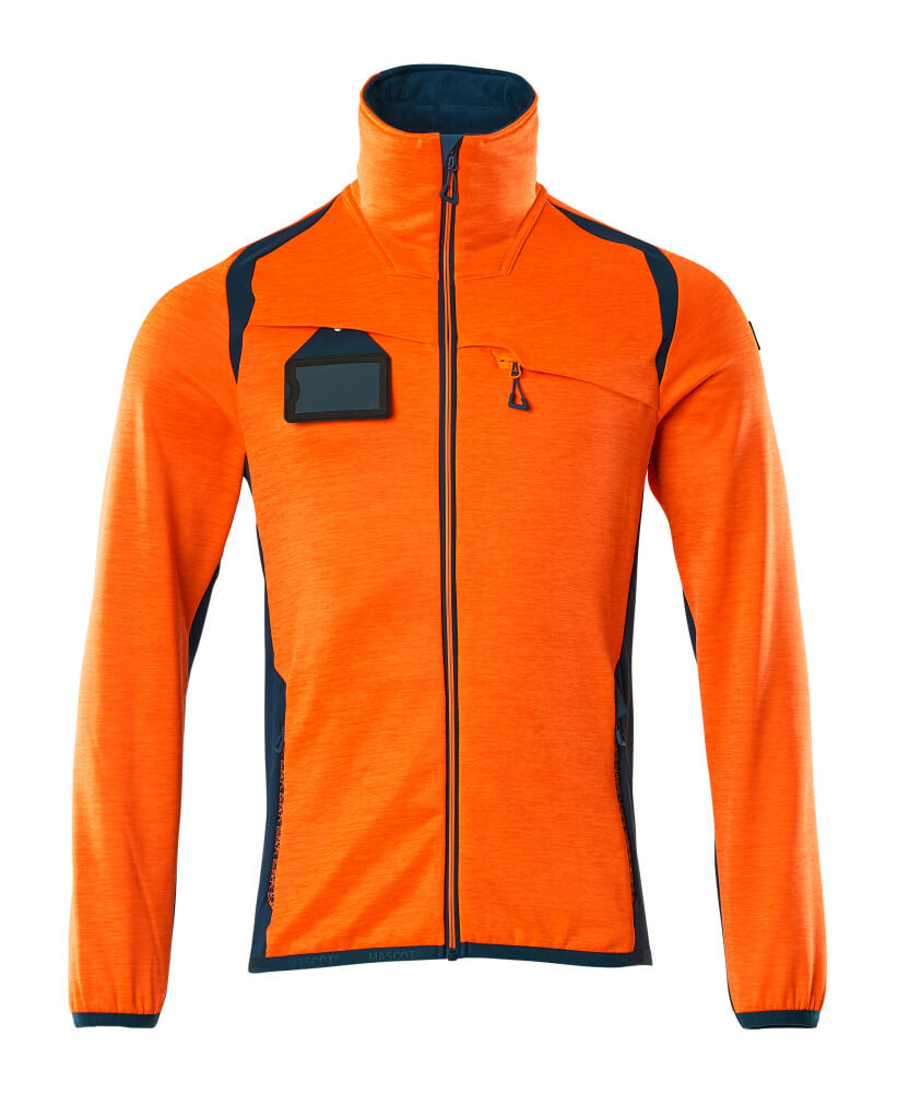 MASCOT® ACCELERATE SAFE 19403-316 – Jersey polar con cremallera - naranja de alta vis./petróleo oscuro