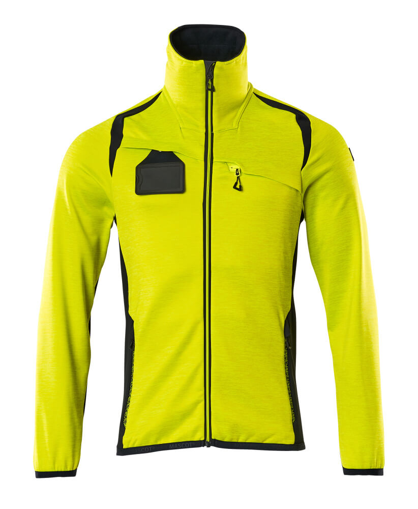 MASCOT® ACCELERATE SAFE 19403-316 – Jersey polar con cremallera - amarillo de alta vis./azul marino oscuro