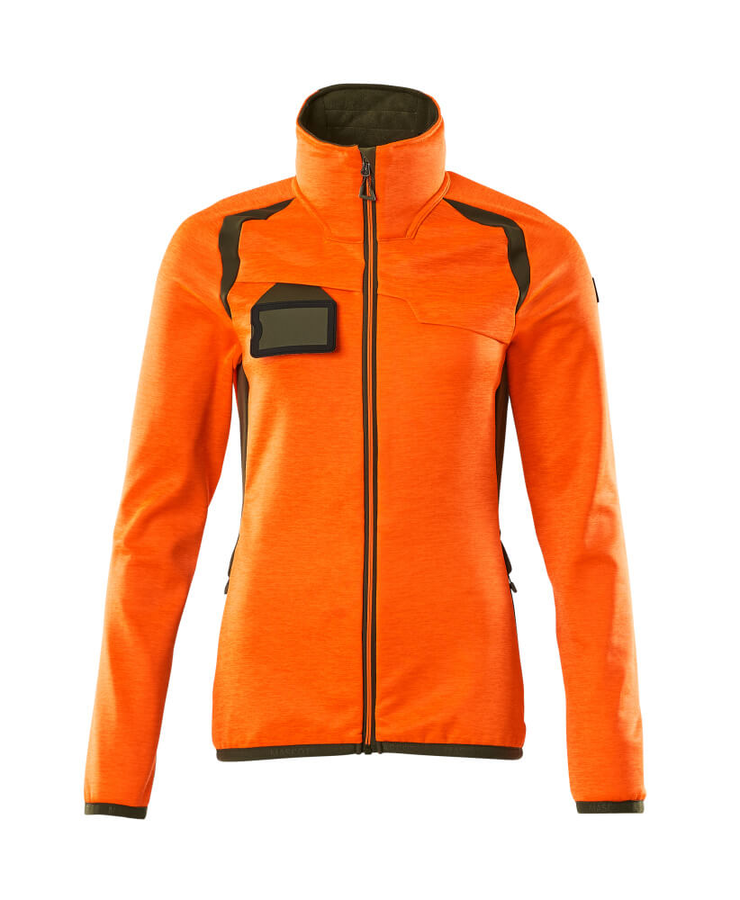 MASCOT® ACCELERATE SAFE 19453-316 – Jersey polar con cremallera - naranja de alta vis./verde musgo