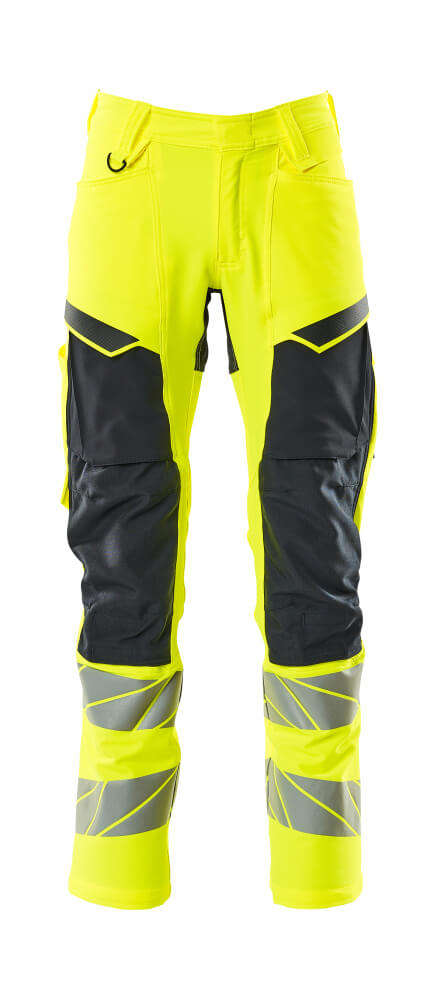 MASCOT® ACCELERATE SAFE 19479-711 – Pantalones con bolsillos para rodilleras - amarillo de alta vis./azul marino oscuro