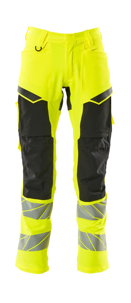 MASCOT® ACCELERATE SAFE 19479-711 – Pantalones con bolsillos para rodilleras - amarillo de alta vis./negro