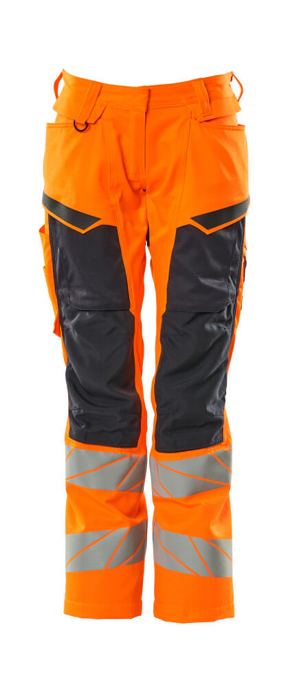 MASCOT® ACCELERATE SAFE 19578-236 – Pantalones con bolsillos para rodilleras - naranja de alta vis./azul marino oscuro