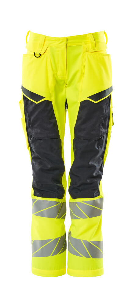 MASCOT® ACCELERATE SAFE 19578-236 – Pantalones con bolsillos para rodilleras - amarillo de alta vis./azul marino oscuro