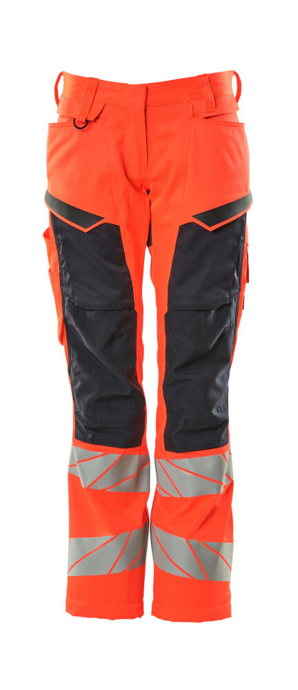 MASCOT® ACCELERATE SAFE 19578-236 – Pantalones con bolsillos para rodilleras - rojo de alta vis./azul marino oscuro