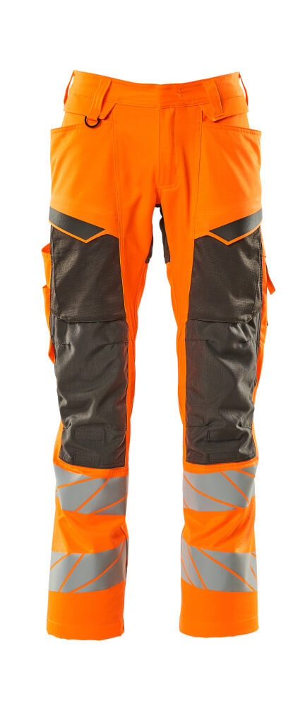 MASCOT® ACCELERATE SAFE 19579-236 – Pantalones con bolsillos para rodilleras - naranja de alta vis./antracita oscuro