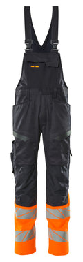 MASCOT® ACCELERATE SAFE 19669-236 – Peto con bolsillos para rodilleras - azul marino oscuro/naranja de alta vis.