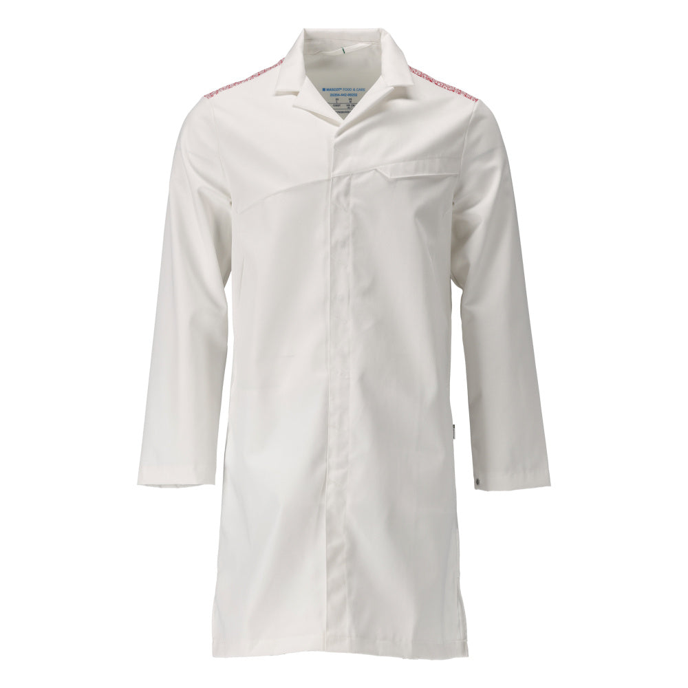 MASCOT® FOOD & CARE 20354-442 – Bata de almacén - blanco/rojo tráfico