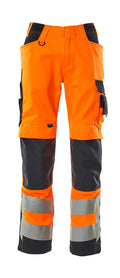 MASCOT® SAFE SUPREME 20879-236 – Pantalones con bolsillos para rodilleras - naranja de alta vis./azul marino oscuro