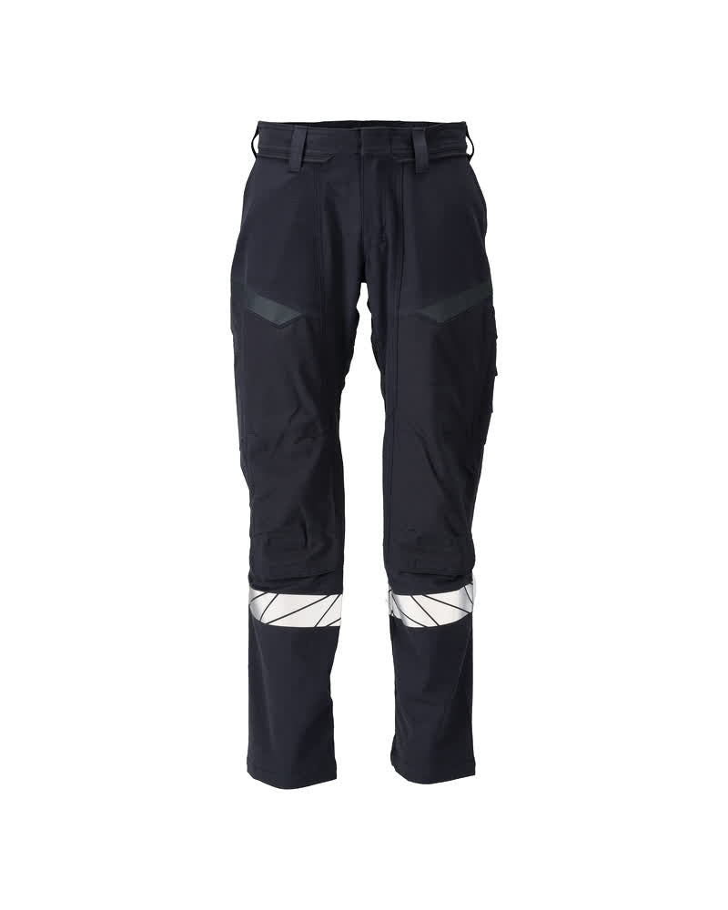 MASCOT® ACCELERATE MULTISAFE 21279-284 – Pantalones con bolsillos para rodilleras - azul marino oscuro/amarillo de alta vis.