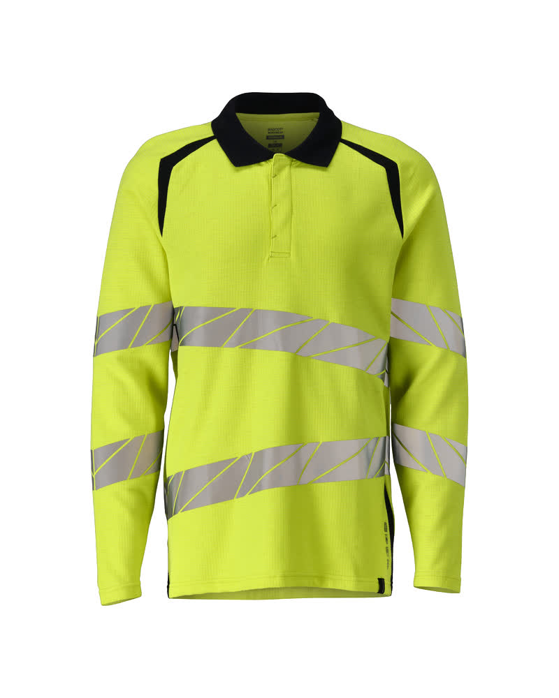 MASCOT® ACCELERATE MULTISAFE 21383-327 – Polo, manga larga - amarillo de alta vis./azul marino oscuro
