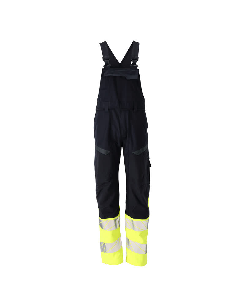 MASCOT® ACCELERATE MULTISAFE 21469-281 – Peto con bolsillos para rodilleras - azul marino oscuro/amarillo de alta vis.