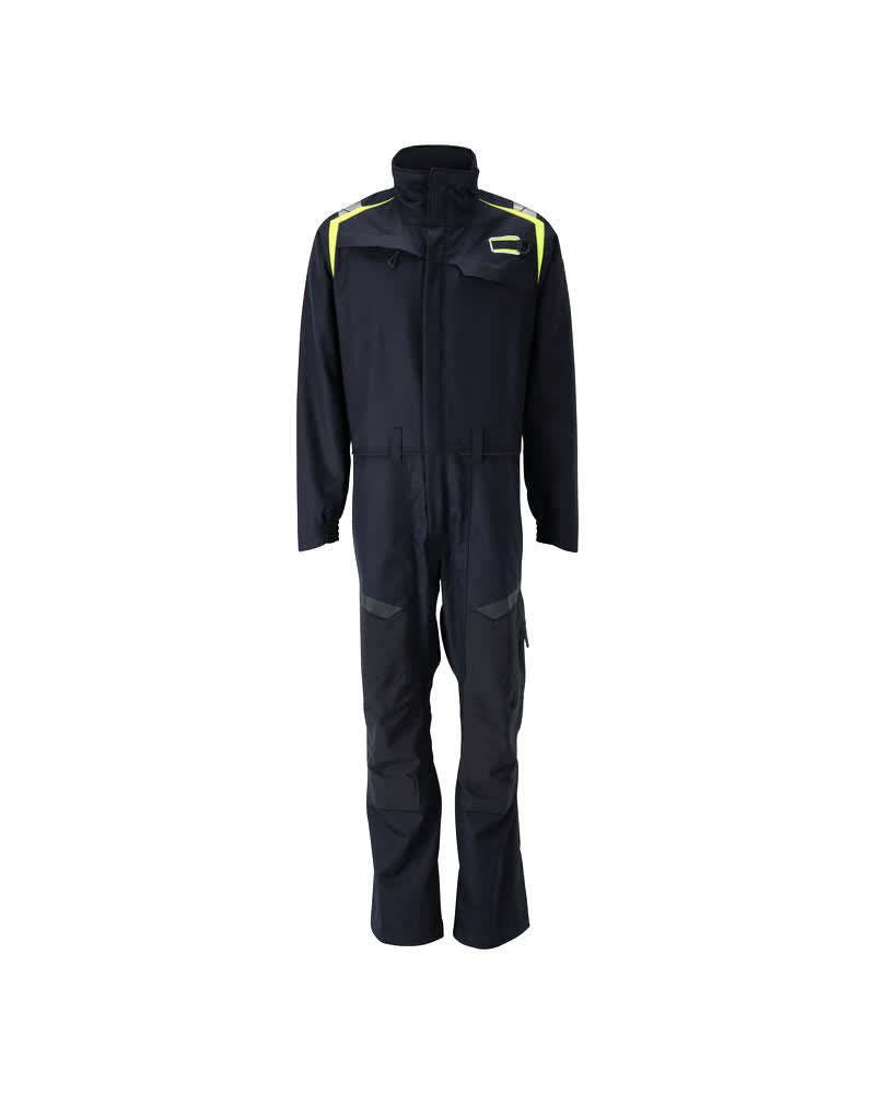 MASCOT® ACCELERATE MULTISAFE 21519-281 – Mono con bolsillos para rodilleras - azul marino oscuro/amarillo de alta vis.
