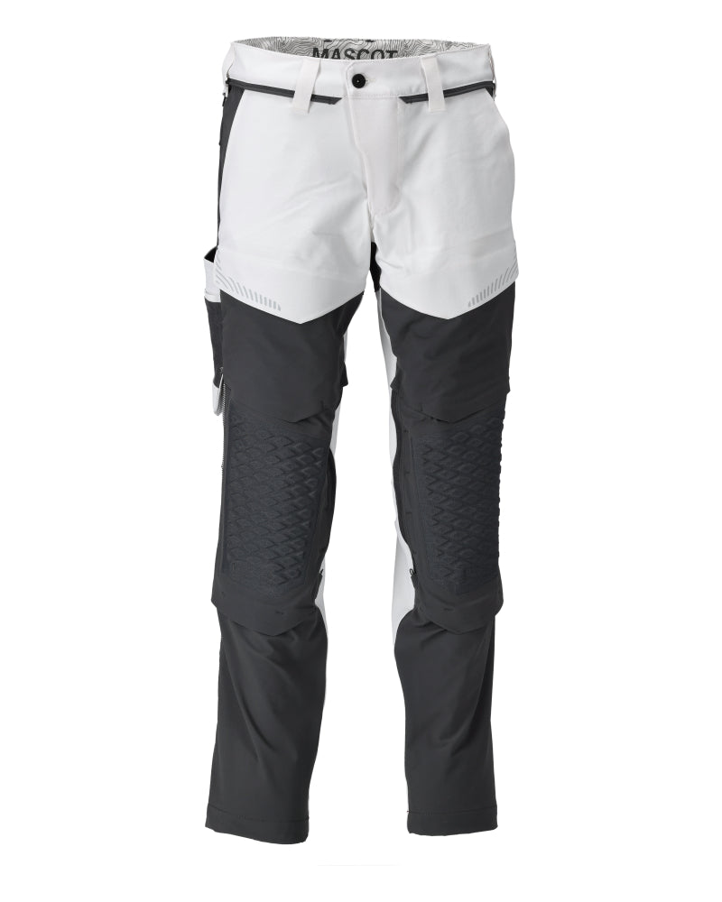 MASCOT® CUSTOMIZED 22079-605 – Pantalones con bolsillos para rodilleras, pintor - blanco/gris piedra