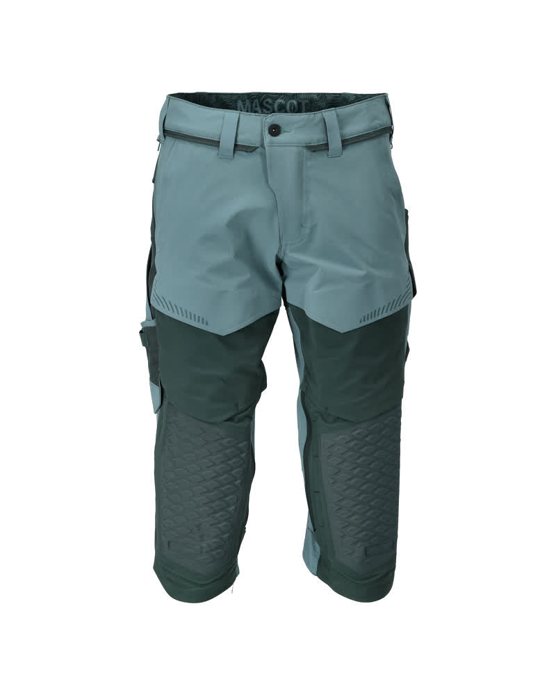 MASCOT® CUSTOMIZED 22249-605 – Pantalones con longitud de ¾ con bolsillos para rodilleras - verde bosque claro/verde bosque