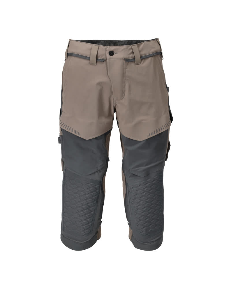 MASCOT® CUSTOMIZED 22249-605 – Pantalones con longitud de ¾ con bolsillos para rodilleras - arena oscuro/gris piedra