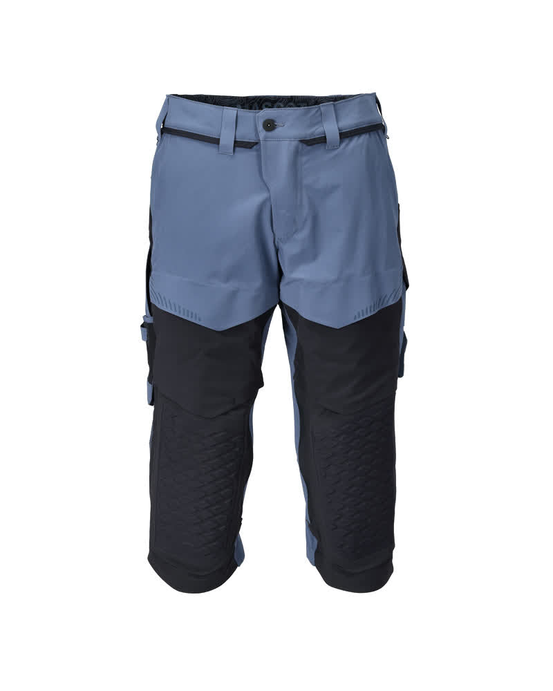 MASCOT® CUSTOMIZED 22249-605 – Pantalones con longitud de ¾ con bolsillos para rodilleras - azul piedra/azul marino oscuro