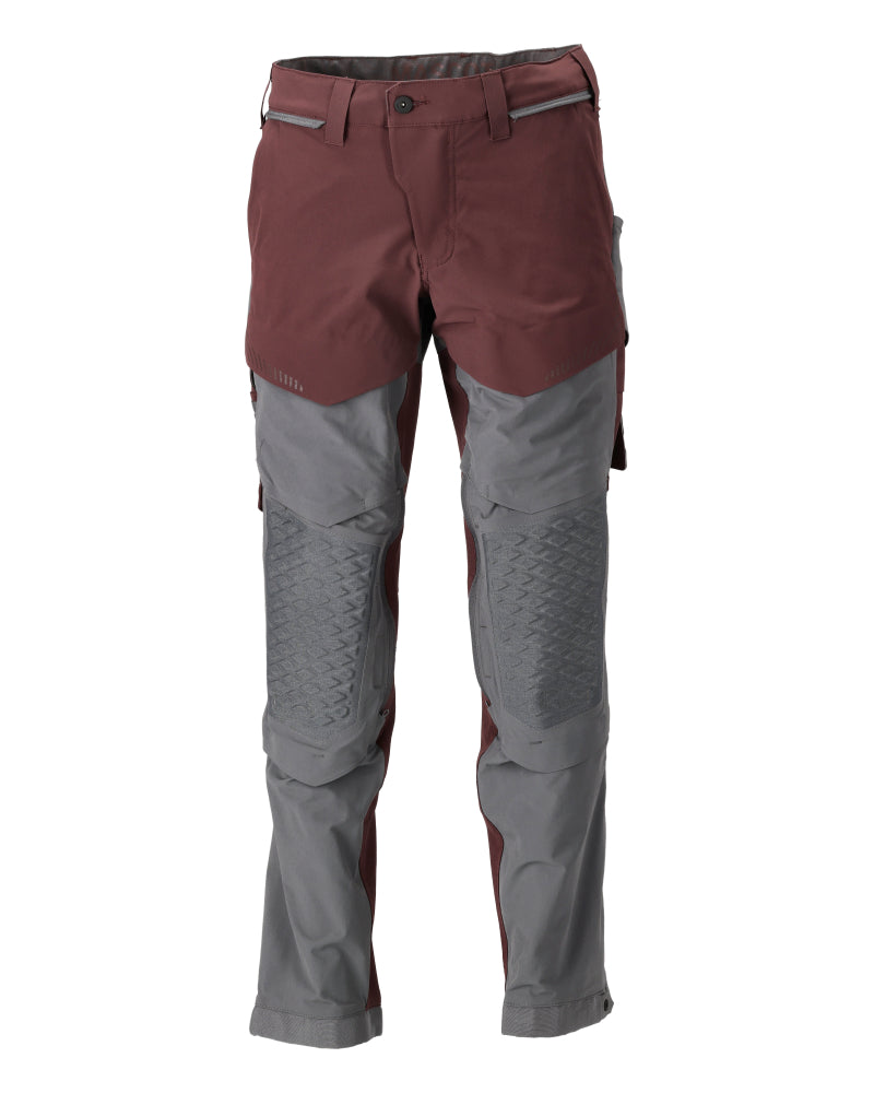 MASCOT® CUSTOMIZED 22279-605 – Pantalones con bolsillos para rodilleras - burdeos/gris piedra