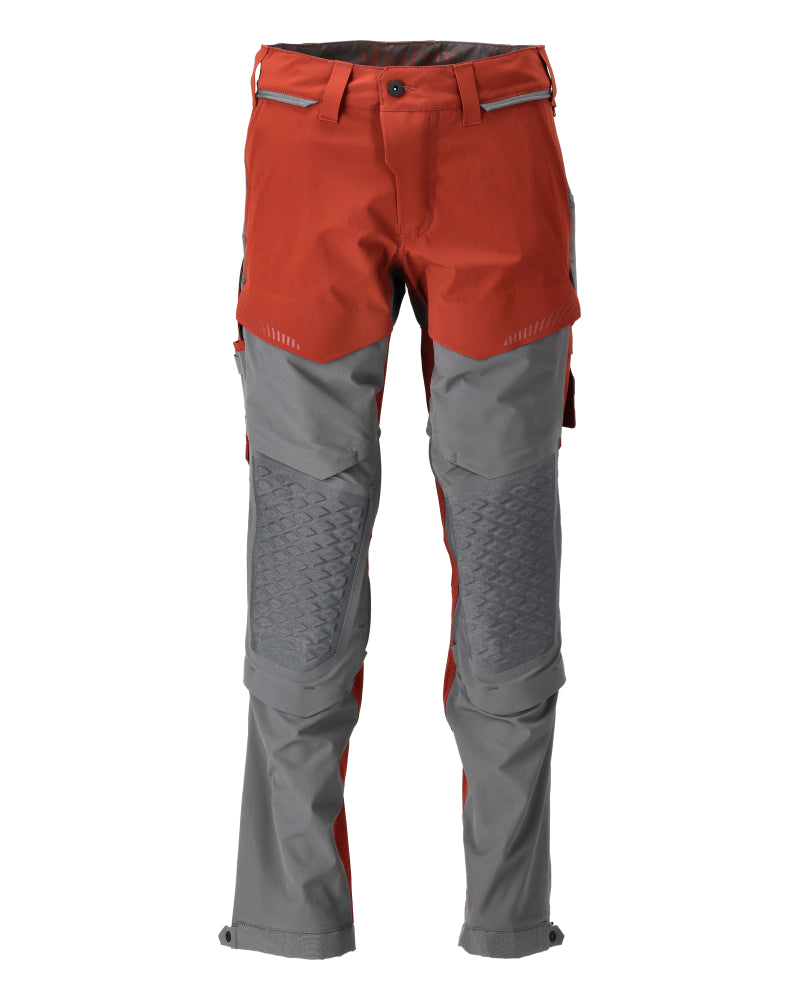 MASCOT® CUSTOMIZED 22279-605 – Pantalones con bolsillos para rodilleras - rojo otoño/gris piedra