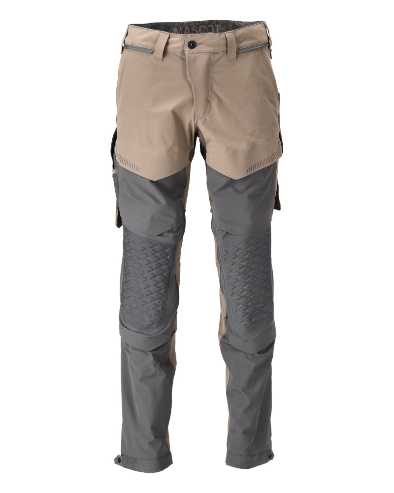 MASCOT® CUSTOMIZED 22279-605 – Pantalones con bolsillos para rodilleras - arena oscuro/gris piedra