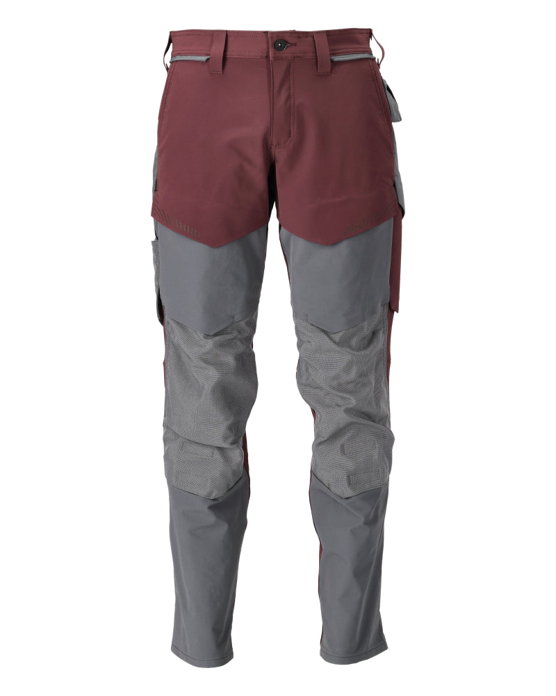 MASCOT® CUSTOMIZED 22379-311 – Pantalones con bolsillos para rodilleras - burdeos/gris piedra