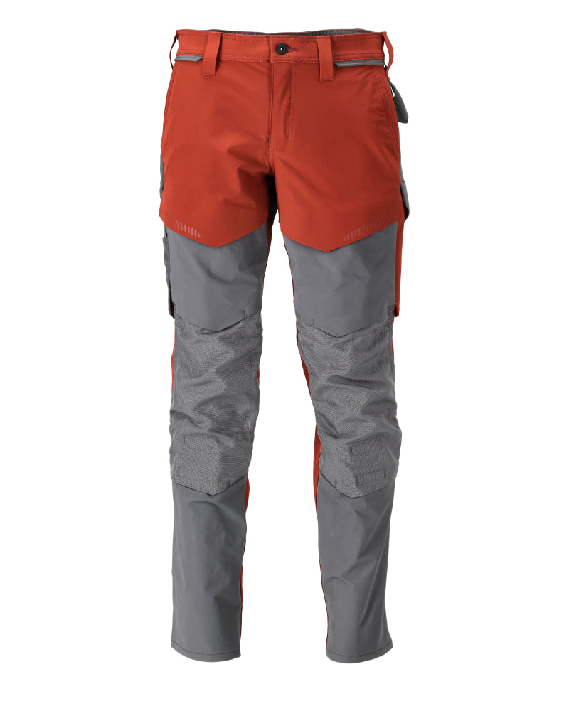 MASCOT® CUSTOMIZED 22379-311 – Pantalones con bolsillos para rodilleras - rojo otoño/gris piedra