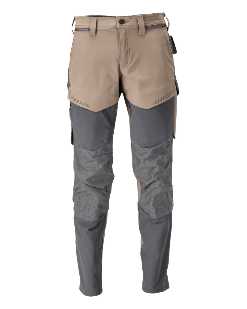 MASCOT® CUSTOMIZED 22379-311 – Pantalones con bolsillos para rodilleras - arena oscuro/gris piedra