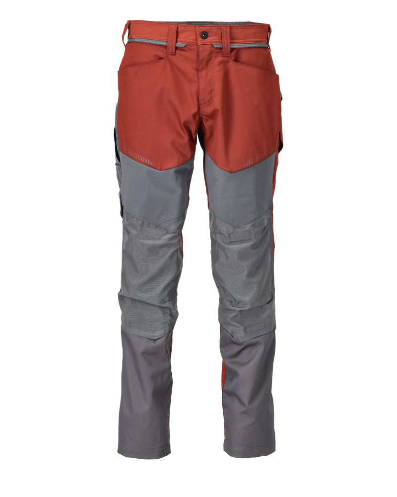 MASCOT® CUSTOMIZED 22479-230 – Pantalones con bolsillos para rodilleras - rojo otoño/gris piedra