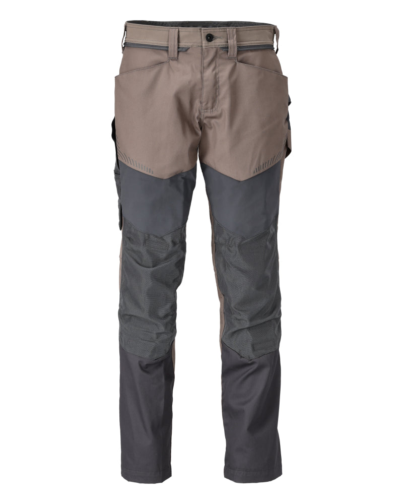 MASCOT® CUSTOMIZED 22479-230 – Pantalones con bolsillos para rodilleras - arena oscuro/gris piedra