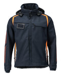 MASCOT® ACCELERATE SAFE 23002-246 – Chaqueta Softshell con capucha - azul marino oscuro/naranja de alta vis.
